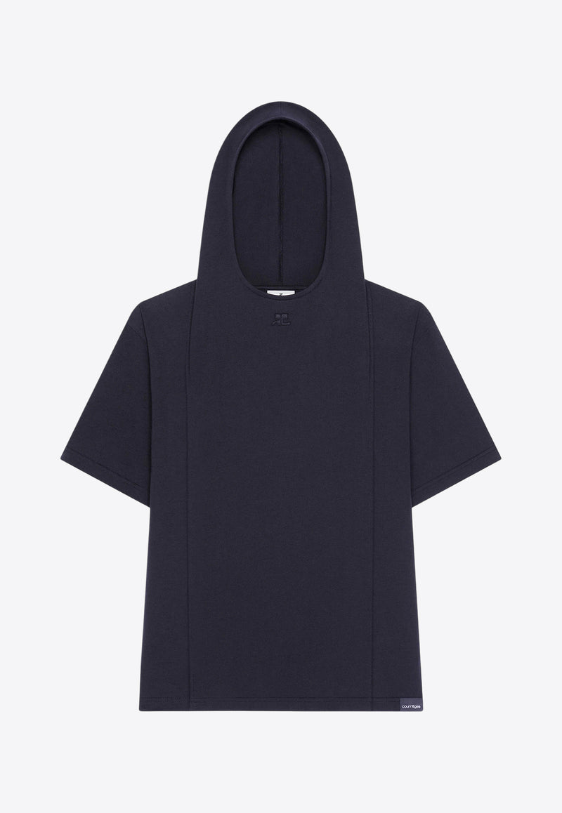 Courrèges Logo Embroidered Hooded T-shirt  Black 424JTS159JS0175_9999