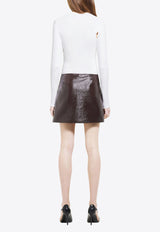 Courrèges Oblique Vinyl Mini Skirt  Brown 424CJU204VY0014_1983