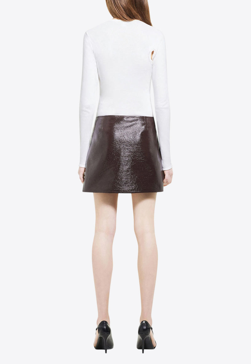 Courrèges Oblique Vinyl Mini Skirt  Brown 424CJU204VY0014_1983