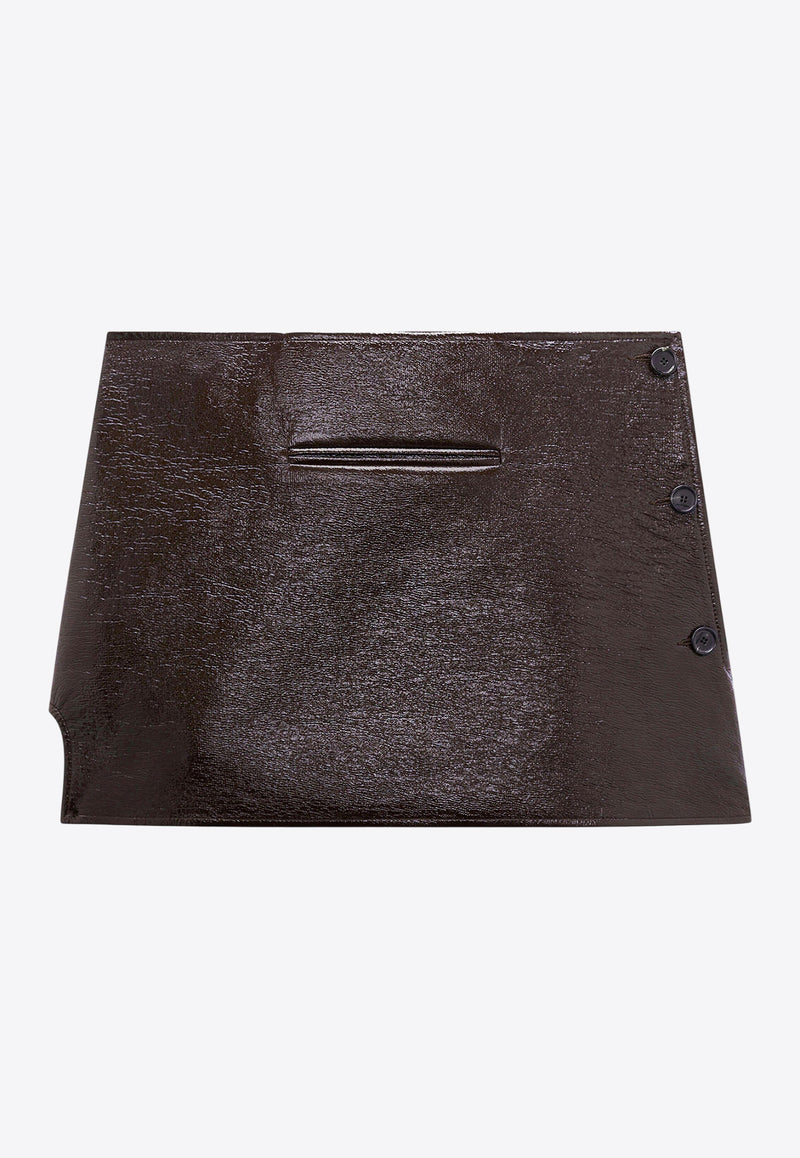 Courrèges Oblique Vinyl Mini Skirt  Brown 424CJU204VY0014_1983