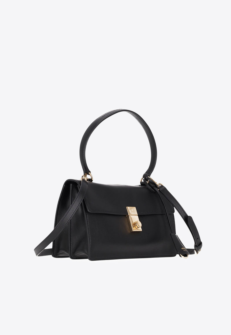 Prada Medium Soft Sound Leather Shoulder Bag Black 1BN023VTOO2CYS_F0002