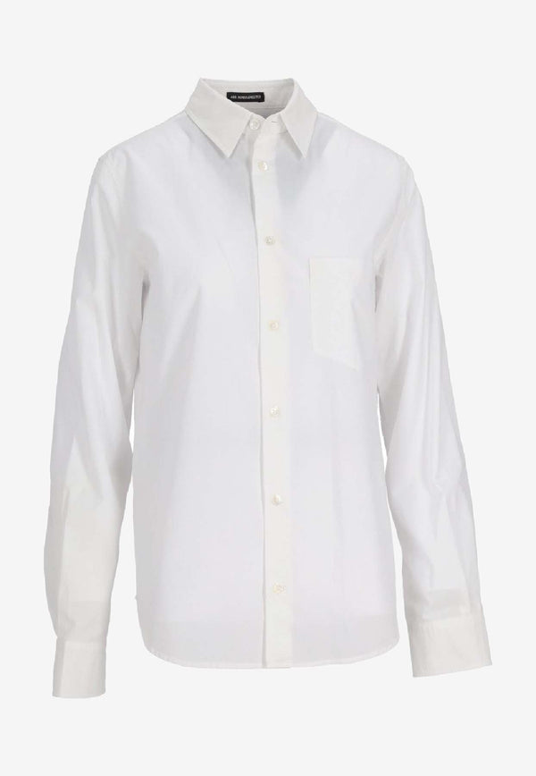Ann Demeulemeester Betty Long-Sleeved Poplin Shirt White B0011355FA555_001