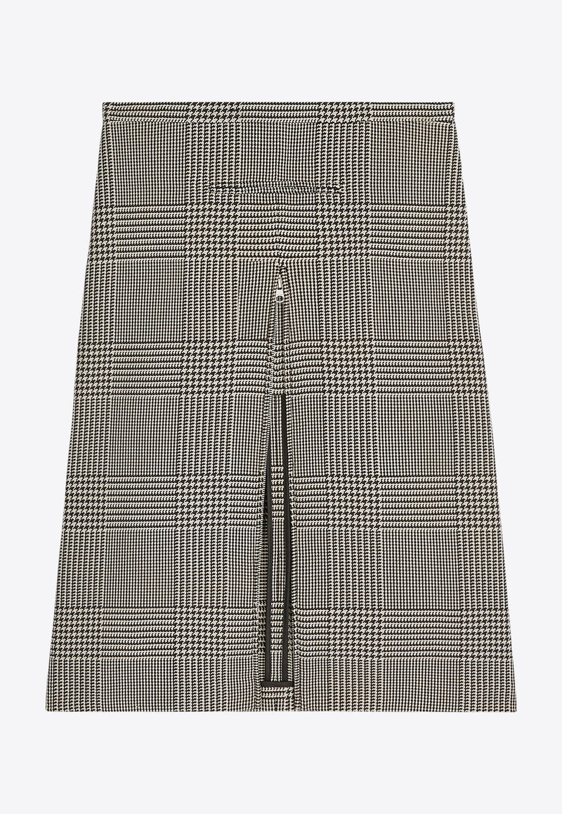 Courrèges Prince of Wales Zip Midi Skirt  Gray 324CJU181PL0165_B107