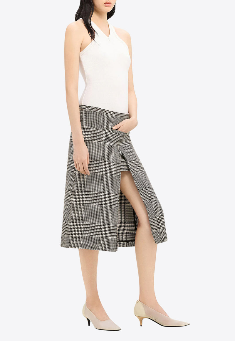 Courrèges Prince of Wales Zip Midi Skirt  Gray 324CJU181PL0165_B107