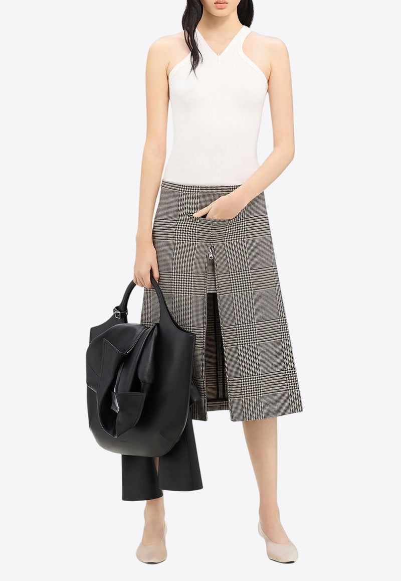 Courrèges Prince of Wales Zip Midi Skirt  Gray 324CJU181PL0165_B107