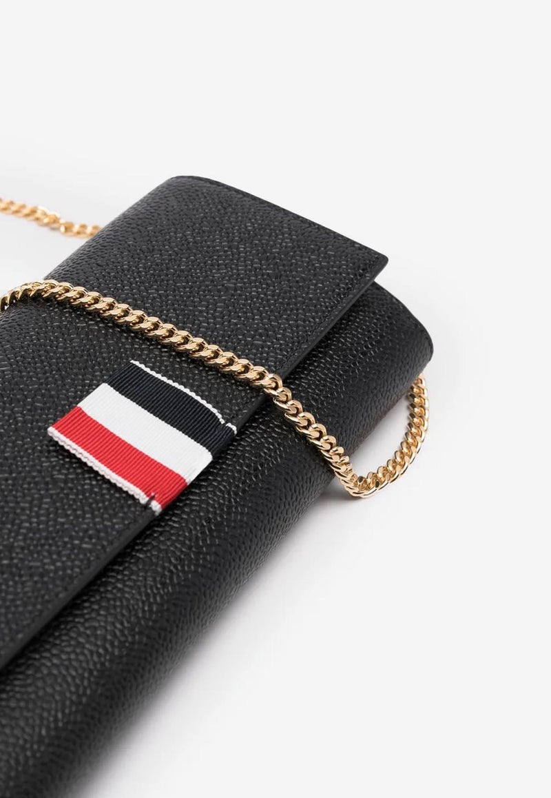 Thom Browne Signature Logo Leather Chain Clutch Black FAW098A00198_001