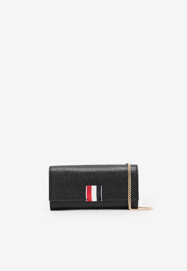 Thom Browne Signature Logo Leather Chain Clutch Black FAW098A00198_001