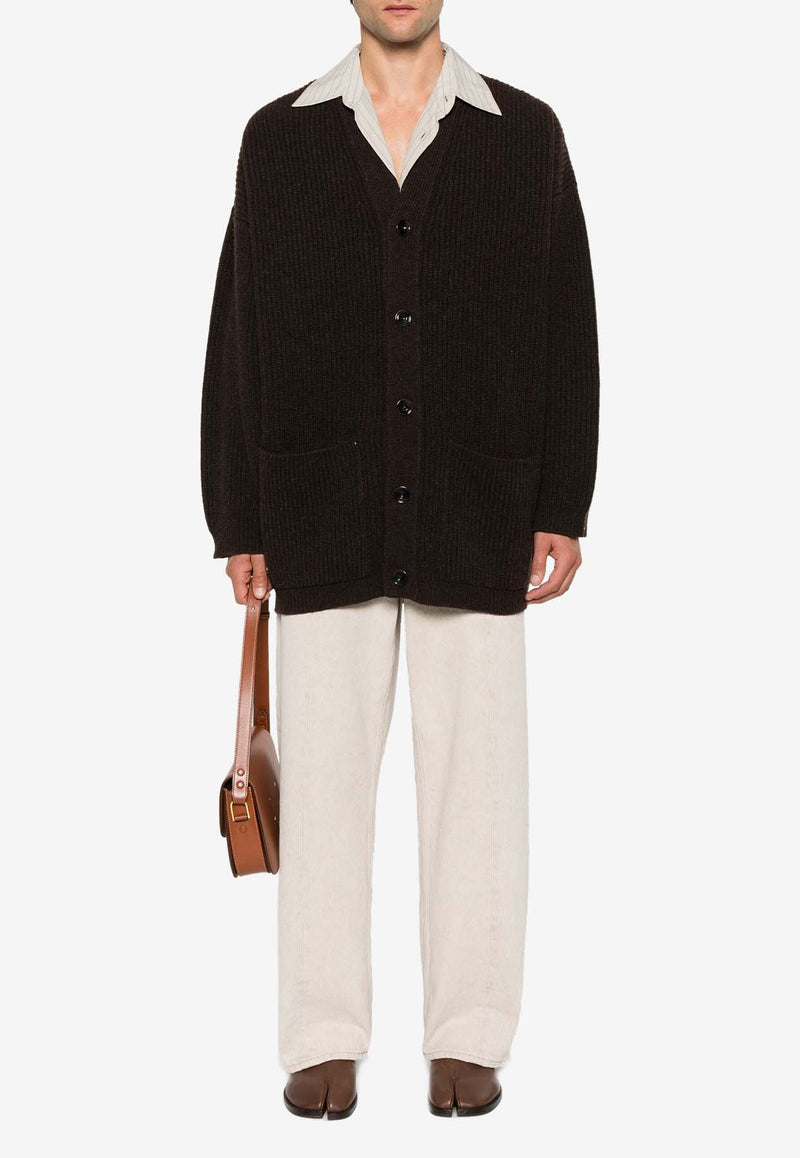 Lemaire Ribbed Wool Oversized Cardigan Dark Brown CO1077LK1027_BR476