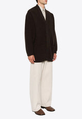 Lemaire Ribbed Wool Oversized Cardigan Dark Brown CO1077LK1027_BR476