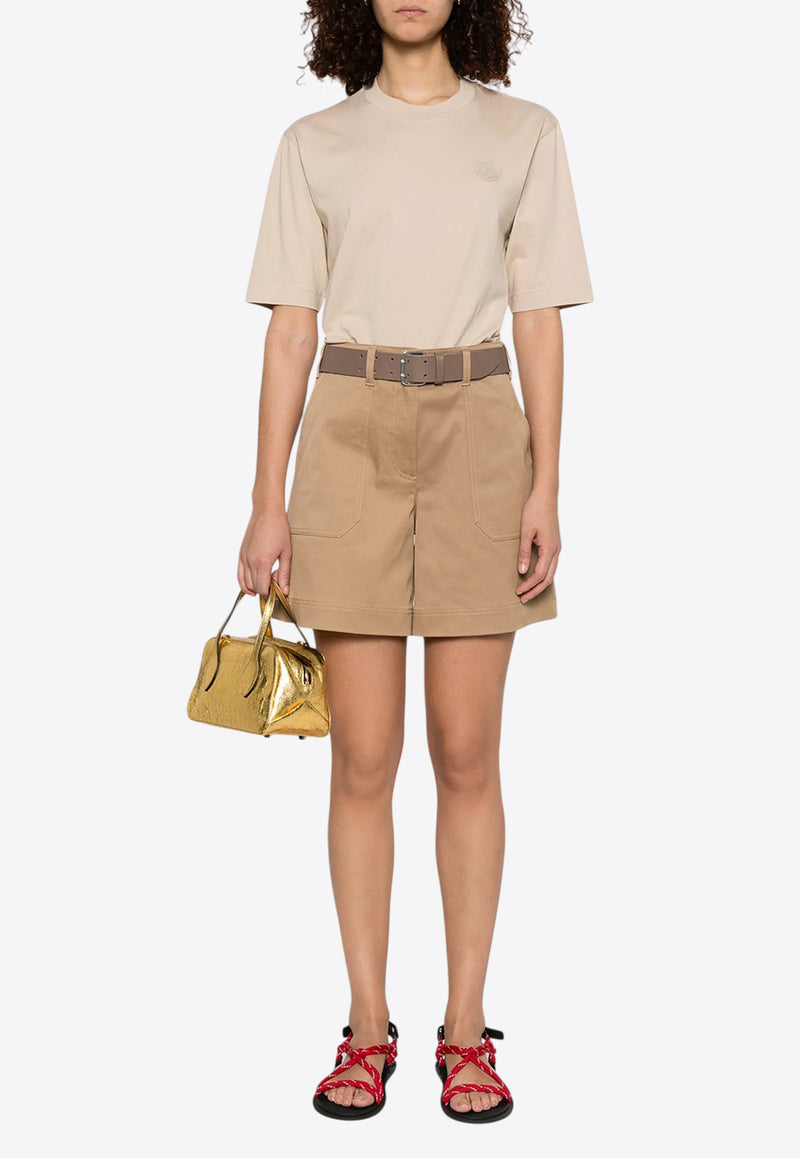 Moncler Logo Patch Mini Shorts Beige K10932B0000359858_235