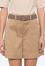 Moncler Logo Patch Mini Shorts Beige K10932B0000359858_235