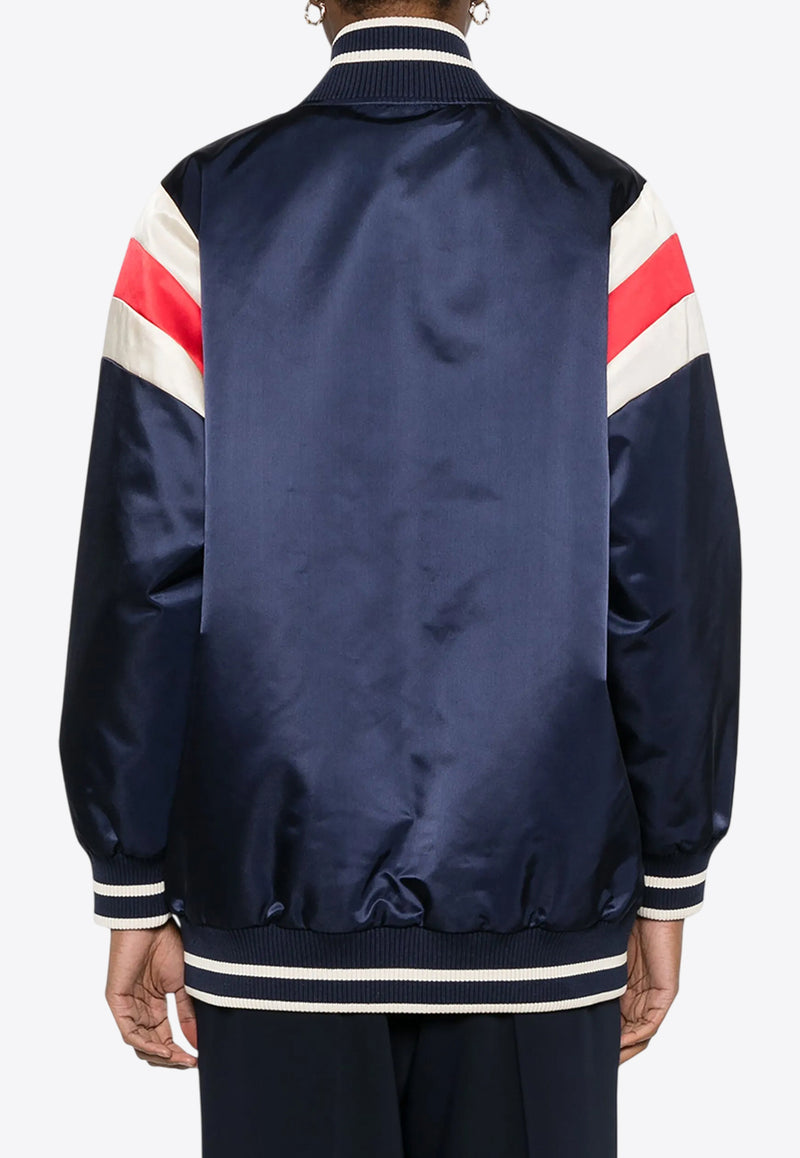 P.A.R.O.S.H Nobody Logo Patch Bomber Jacket Blue D431709NOBODY_812