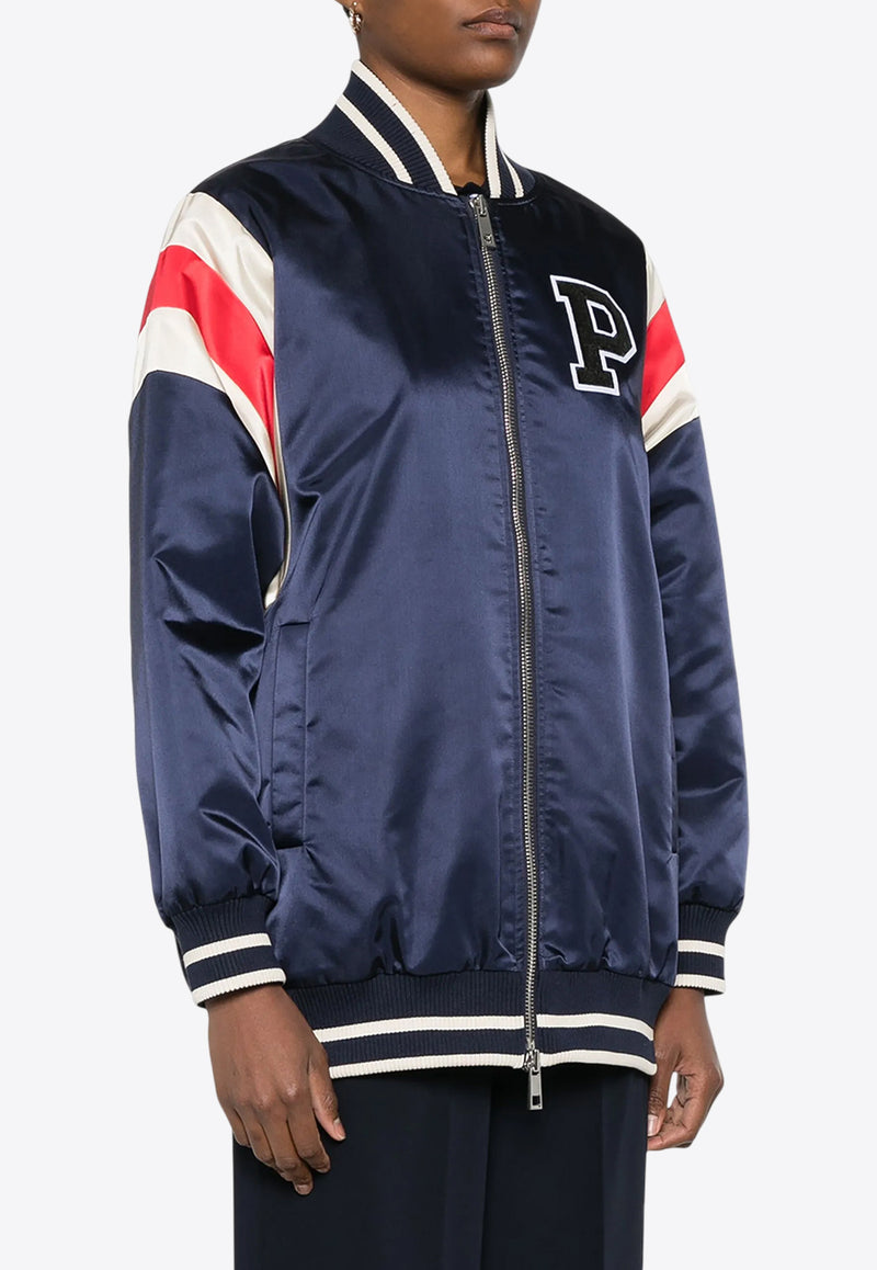 P.A.R.O.S.H Nobody Logo Patch Bomber Jacket Blue D431709NOBODY_812