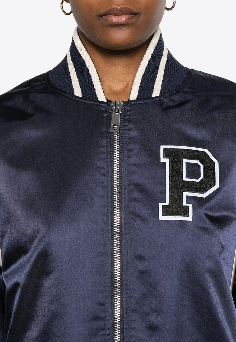 P.A.R.O.S.H Nobody Logo Patch Bomber Jacket Blue D431709NOBODY_812