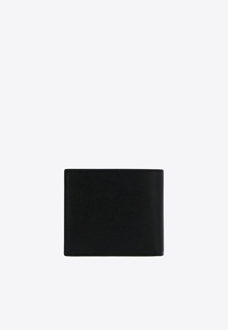 Saint Laurent Logo Stamp Calf Leather Wallet Black 396303BTY0N_1000