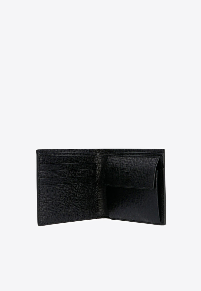 Saint Laurent Logo Stamp Calf Leather Wallet Black 396303BTY0N_1000