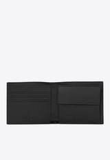 Saint Laurent Logo Stamp Calf Leather Wallet Black 396303BTY0N_1000