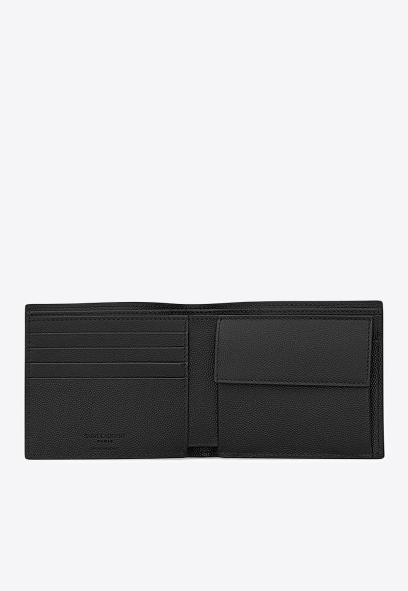 Saint Laurent Logo Stamp Calf Leather Wallet Black 396303BTY0N_1000