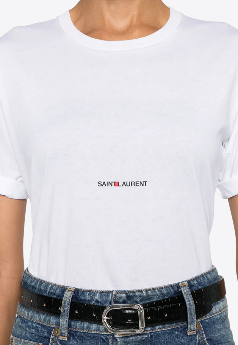 Saint Laurent Logo Print Crewneck T-shirt White 460876YB2DQ_9000