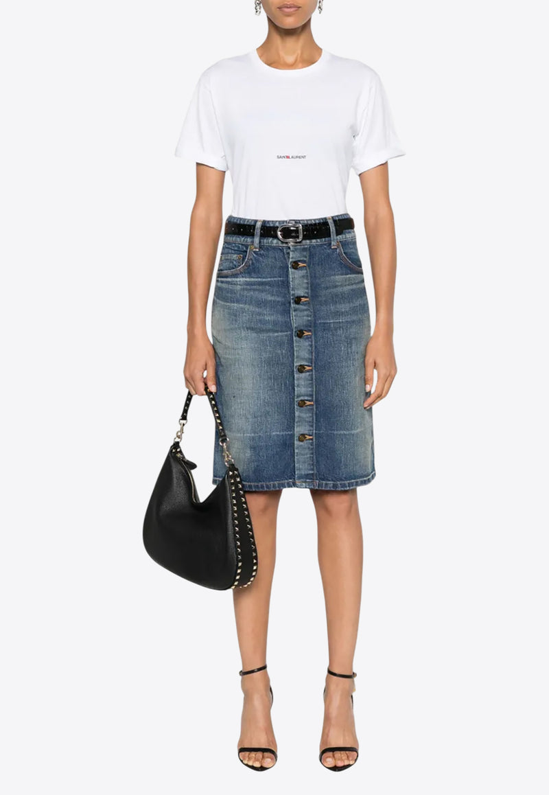 Saint Laurent Logo Print Crewneck T-shirt White 460876YB2DQ_9000