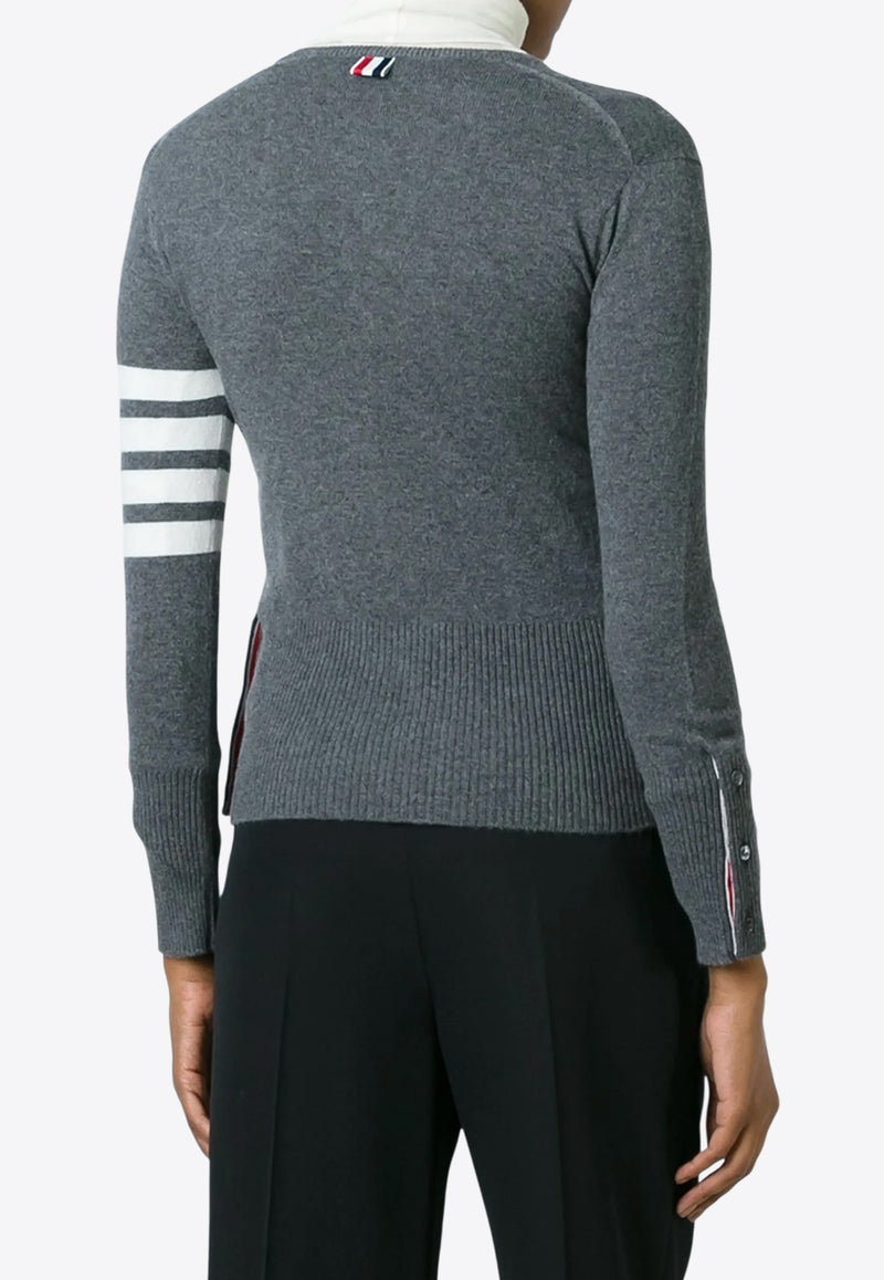 Thom Browne 4-bar Stripes Cashmere Cardigan Gray FKC002A00011_035