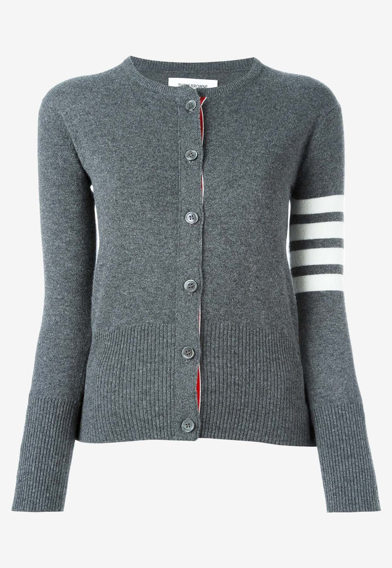 Thom Browne 4-bar Stripes Cashmere Cardigan Gray FKC002A00011_035