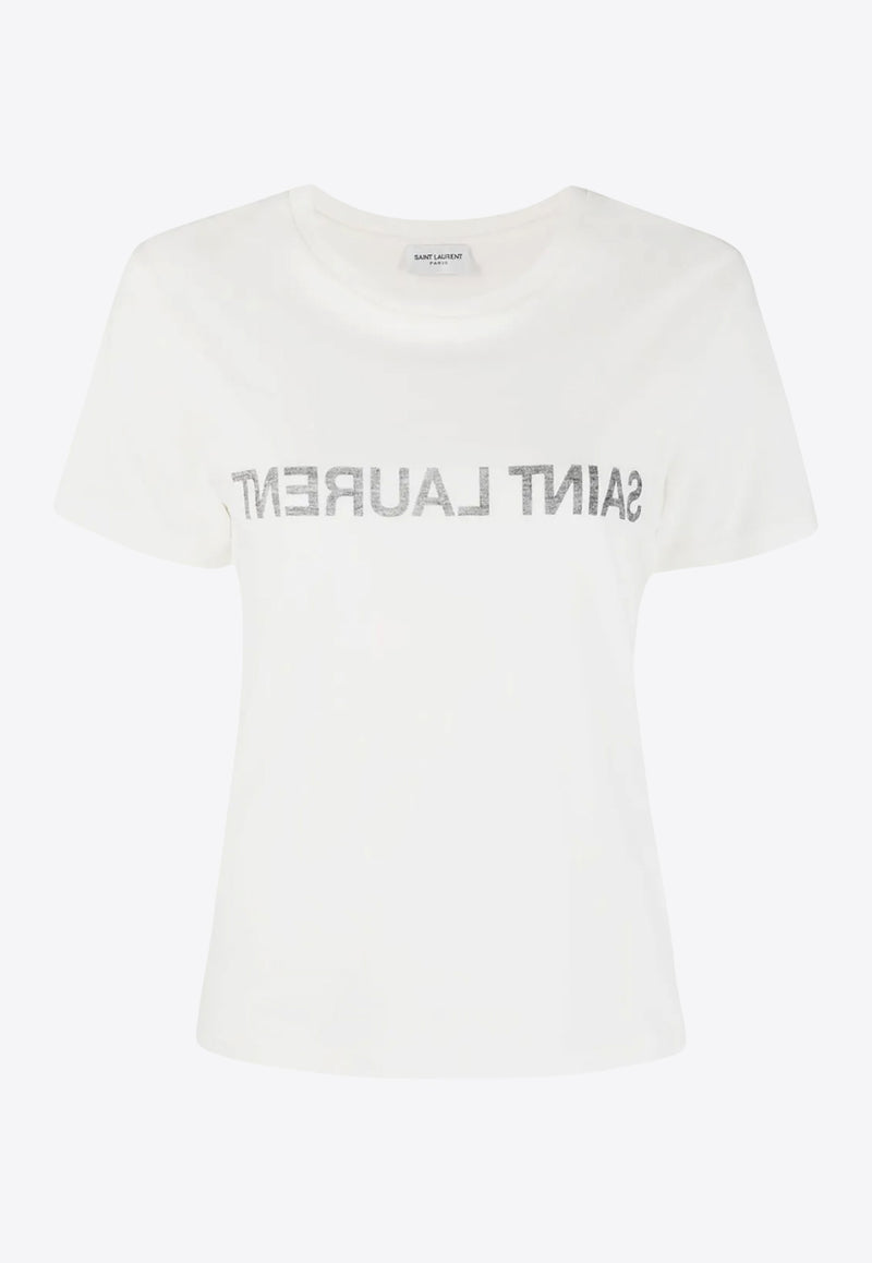 Saint Laurent Reverse Logo Print T-shirt White 665234Y37AW_9744
