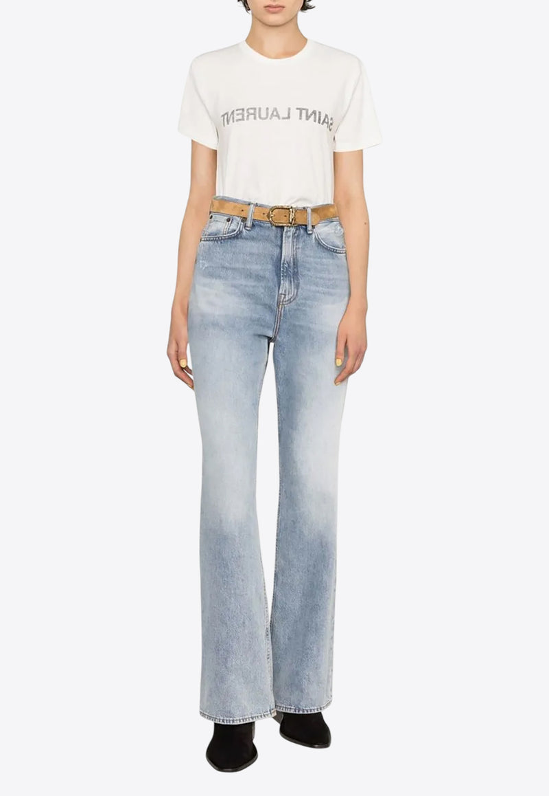 Saint Laurent Reverse Logo Print T-shirt White 665234Y37AW_9744