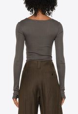 Lemaire Long-Sleeve Ribbed Bodysuit Gray TO1276LK1017_BR449
