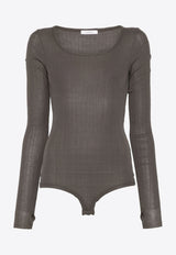 Lemaire Long-Sleeve Ribbed Bodysuit Gray TO1276LK1017_BR449
