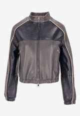 La Rose Cropped Bomber Jacket Gray 1603_grey blue