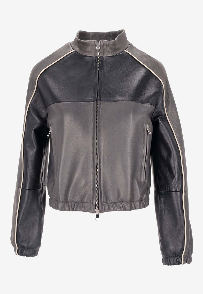 La Rose Cropped Bomber Jacket Gray 1603_grey blue