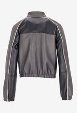 La Rose Cropped Bomber Jacket Gray 1603_grey blue
