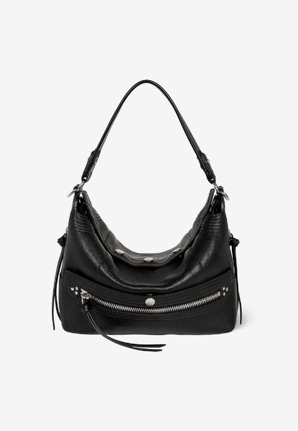 Jérôme Dreyfuss Lucky Hobo Shoulder Bag Black 45LUCKHOBU_Noir Silver