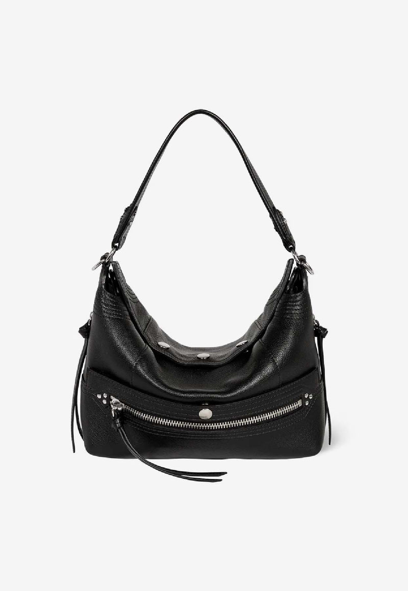 Jérôme Dreyfuss Lucky Hobo Shoulder Bag Black 45LUCKHOBU_Noir Silver