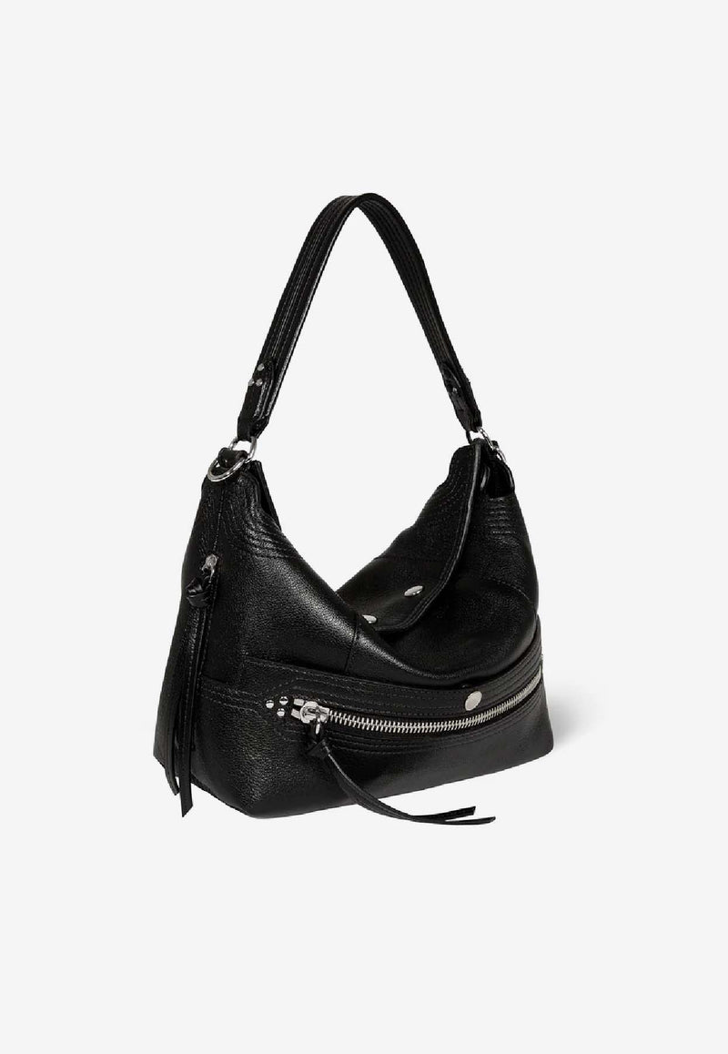 Jérôme Dreyfuss Lucky Hobo Shoulder Bag Black 45LUCKHOBU_Noir Silver