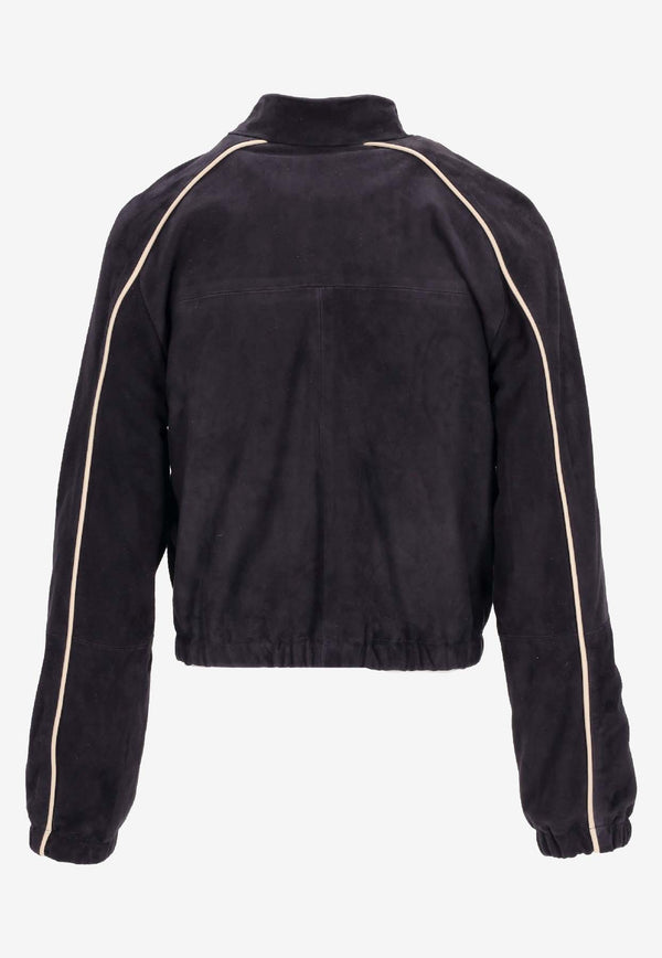 La Rose Suede Cropped Jacket Blue 1603_blu