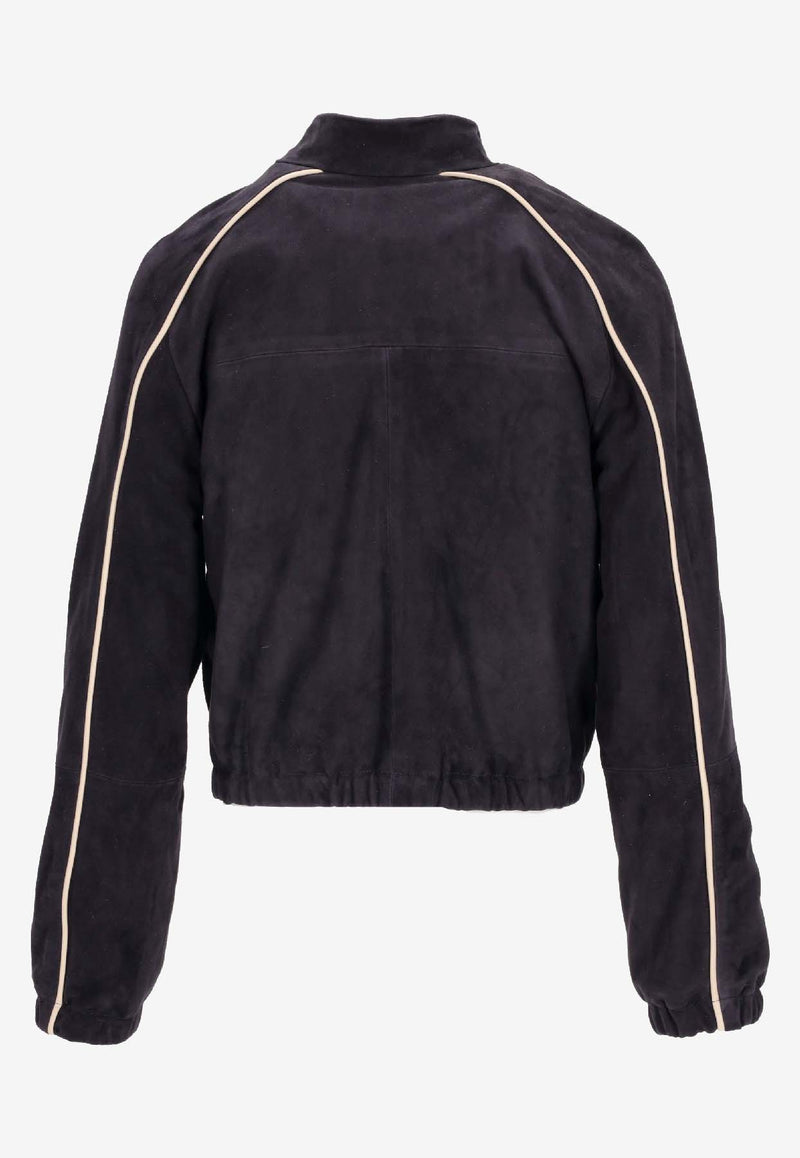 La Rose Suede Cropped Jacket Blue 1603_blu