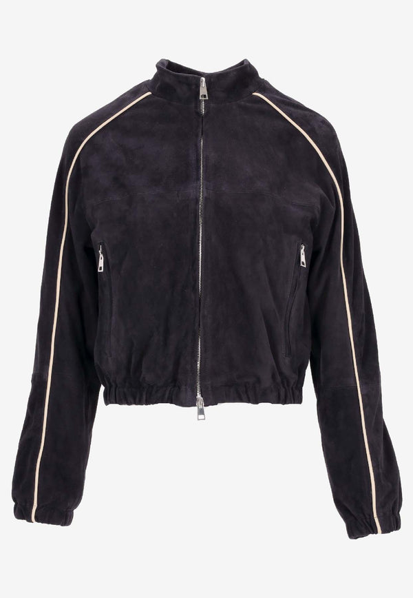 La Rose Suede Cropped Jacket Blue 1603_blu