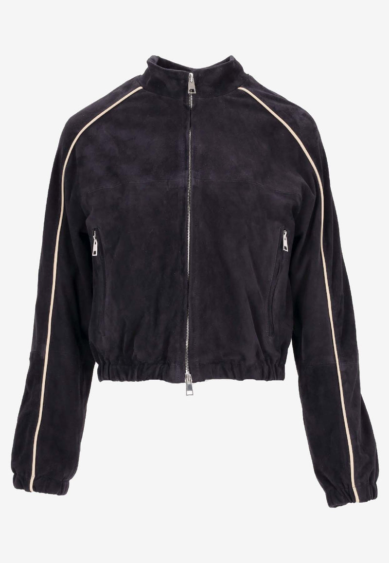 La Rose Suede Cropped Jacket Blue 1603_blu