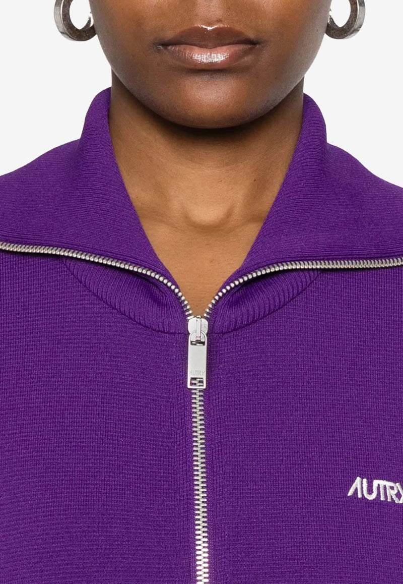 Autry Knitted Zip-Up Tennis Jacket Purple JAPWB7_KV