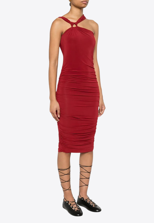 Isabel Marant Ethel Ruched Midi Dress  Red RO0787FAC2J12I_11DR