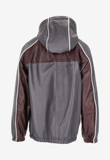 La Rose Colorblocked Vintage Leather Jacket Gray 1606_GR