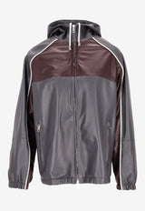 La Rose Colorblocked Vintage Leather Jacket Gray 1606_GR