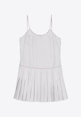 Thom Browne Striped Pleated Mini Dress Gray FDSF09AF0819_035