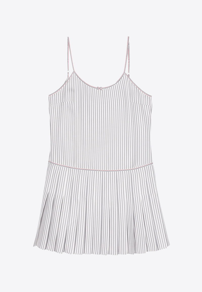 Thom Browne Striped Pleated Mini Dress Gray FDSF09AF0819_035