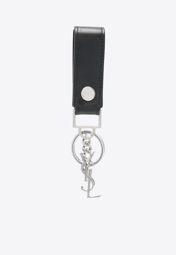 Saint Laurent Cassandre Leather Keyring  Black 5183230SX0E_1000