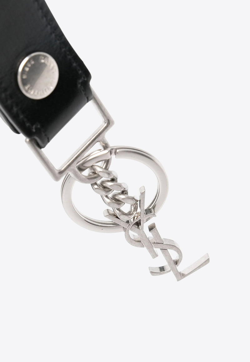Saint Laurent Cassandre Leather Keyring  Black 5183230SX0E_1000