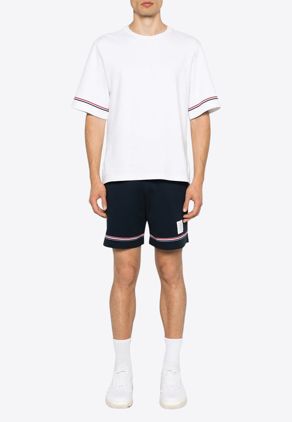 Thom Browne Crewneck T-shirt with Signature-Stripe White MJS282AJ0199_100