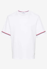 Thom Browne Crewneck T-shirt with Signature-Stripe White MJS282AJ0199_100
